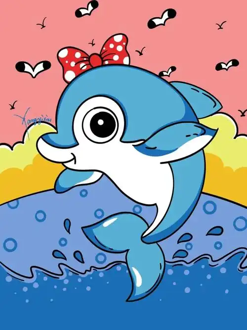 完成99幅儿童创意画第19幅海豚