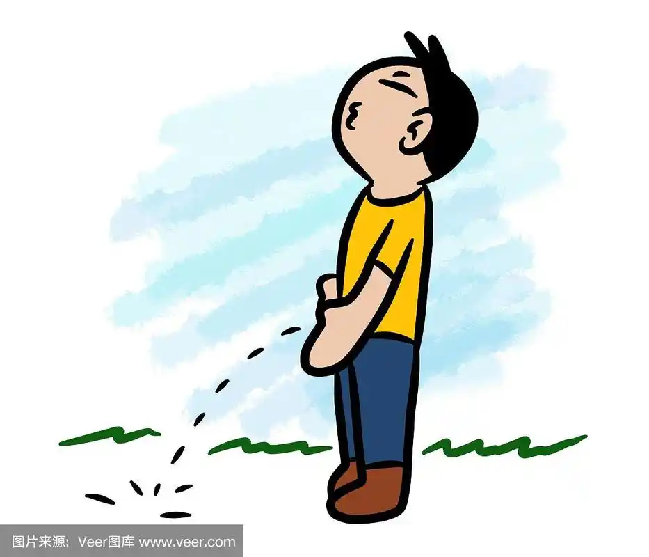 卡通人物在地上撒尿