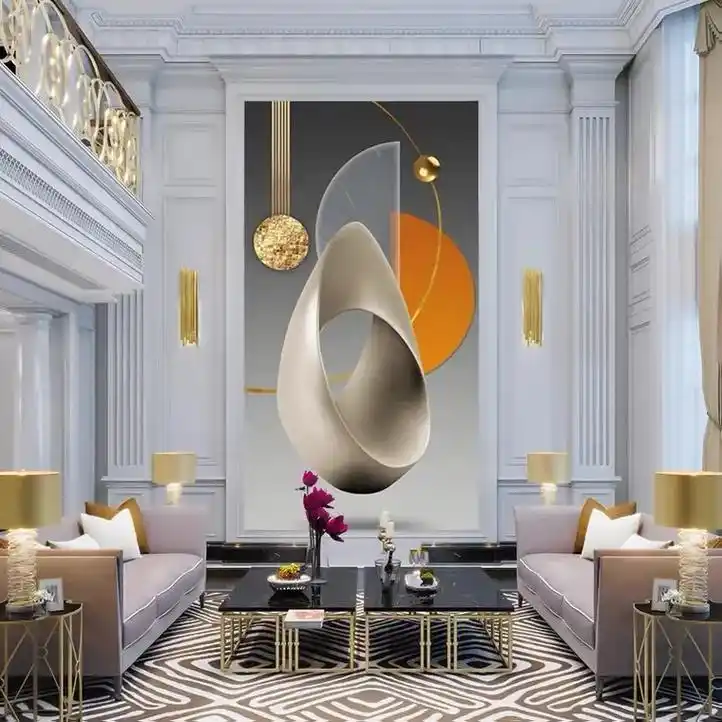 玄关背景墙纸3d简约大气轻奢墙布走廊过道竖版餐厅墙画抽象壁纸