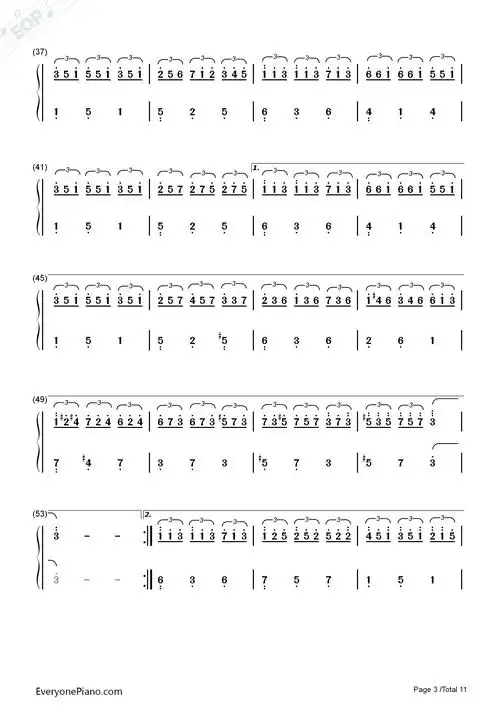 纯白-deemo游戏音乐双手简谱预览3