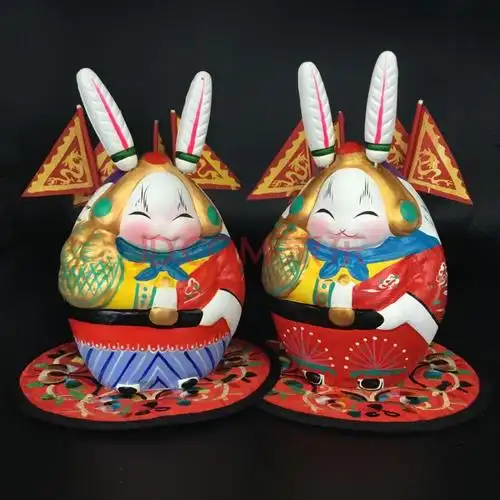 兔儿爷老北京兔爷特色工艺品传统泥塑摆件中秋节特色纪念品 如意兔爷