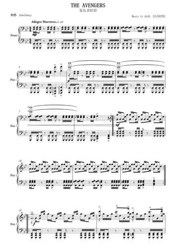 钢琴谱:复仇者联盟主题曲
