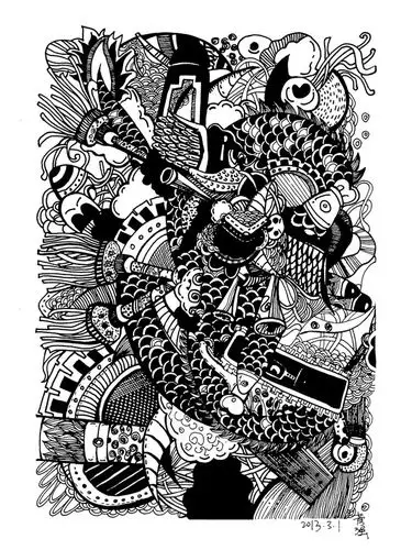 黑白线条装饰画图片欣赏