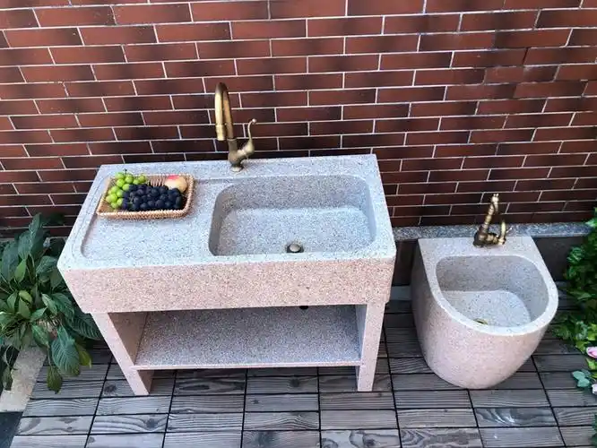 石头洗手盆阳台庭院水池家用大理石洗衣池别墅户外洗衣台一体水槽