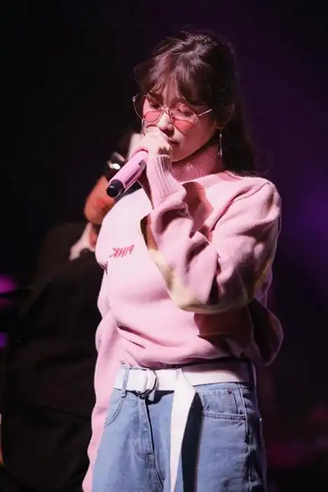 iu李智恩明星同款韩版粉红豹高领毛衣拼色毛针织长袖打底衫上衣