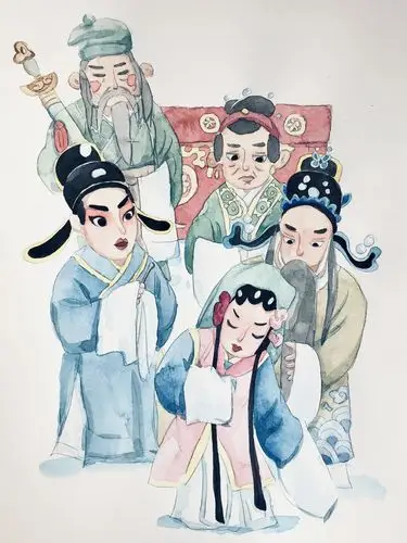 卡通q版戏曲插图