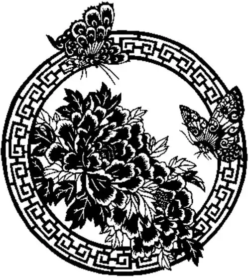 激光啄木鸟雕刻素材之花开富贵