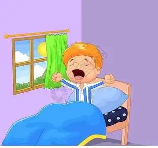 小男孩醒来打哈欠图片素材