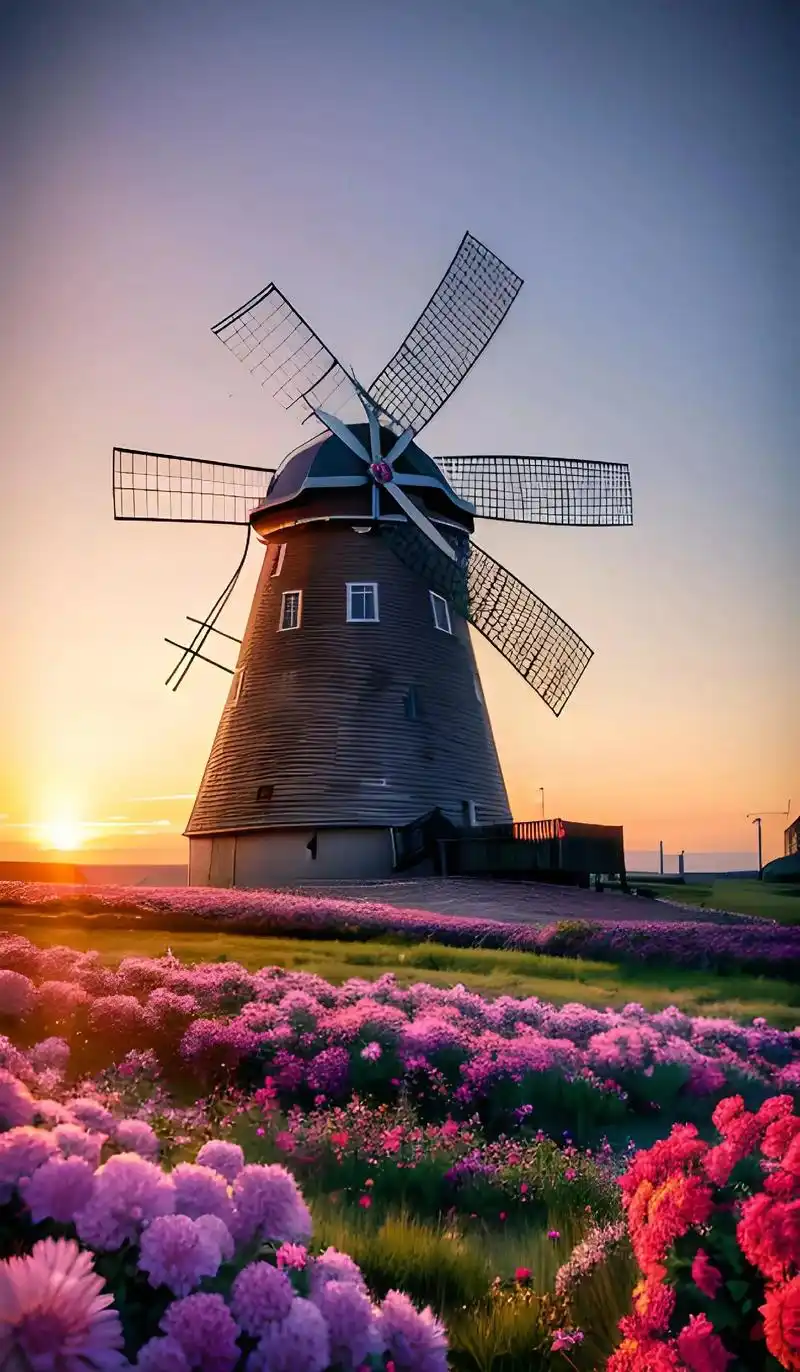 大风车吱呀吱哟哟地转/这里的风景呀真好看/天好看地好看/.# - 抖音