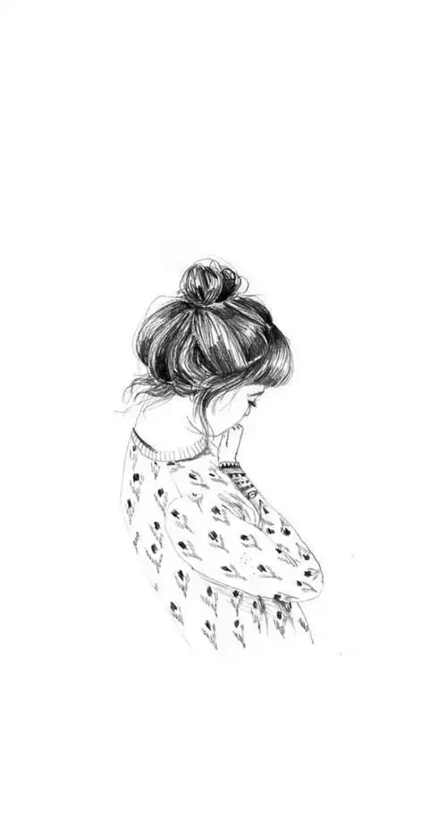 森系小清新插画简笔画孤独背影素描简笔画女孩简笔画少女手绘森系女孩