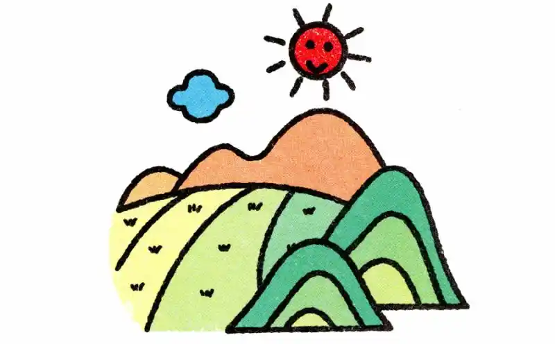 稻田简笔画图片