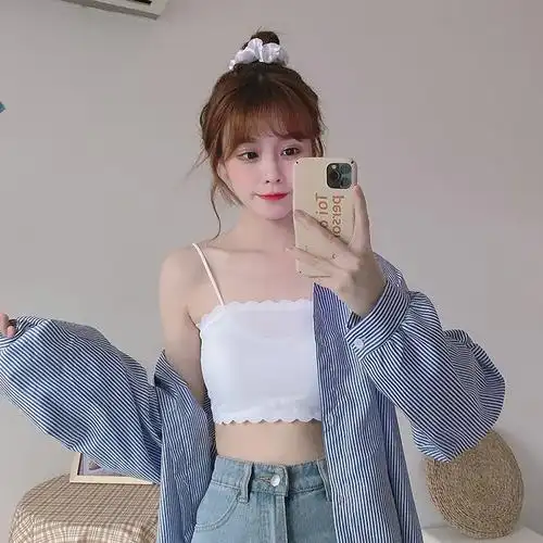 发育期少女内衣二阶段女孩小背心冰丝裹胸抹胸内衣女学生韩版小胸聚拢