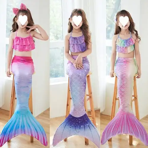 美人鱼公主裙服装尾巴泳衣女童游泳衣裤套装儿童温泉泳装套装跨境