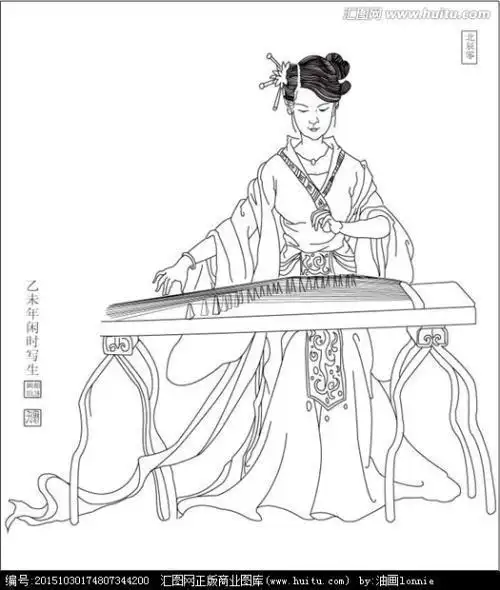 仙女弹琴的简笔画怎么画古装美女弹古筝简笔画图片小女孩弹古筝的简笔