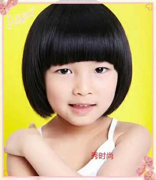 宝宝儿童黑色小孩子短发头发发长假发