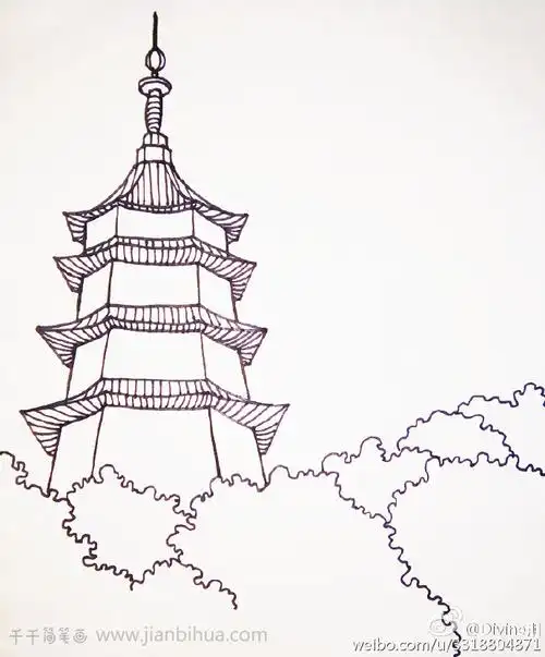 雷峰塔简笔画