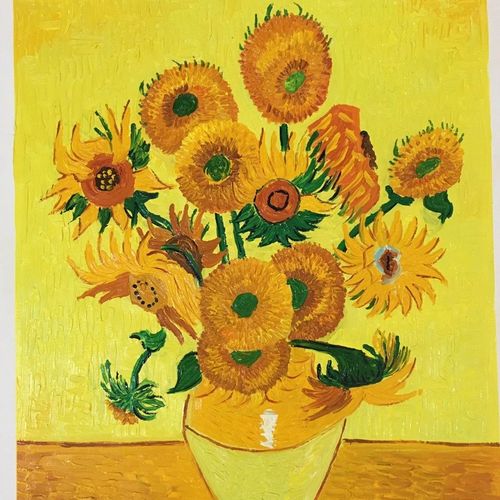 纯手绘梵高凡高向日葵油画美式客厅卧室餐厅壁画挂画风水玄关沙发