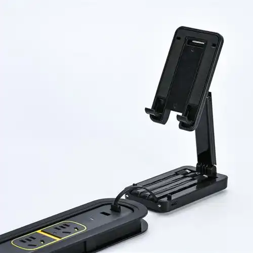 新款移动电源充电宝手机支架5000毫安自带线黑白二色多功能充电宝