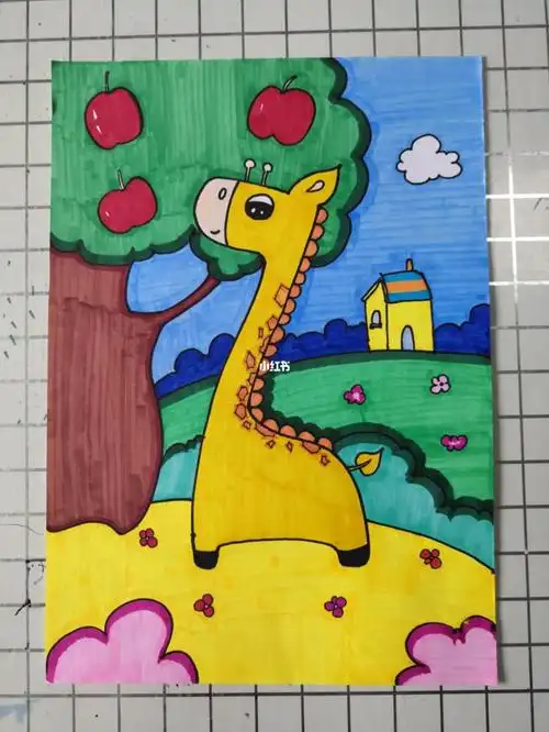 7一9岁儿童画 马克笔绘画作品 美人鱼和小鹿儿童画