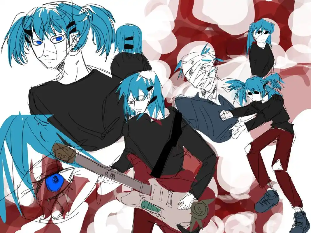 sallyface #摸鱼 #简笔画 #指绘  - 抖音