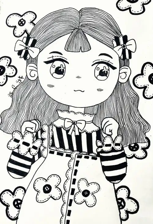 26 周五卡漫-线描卡通人物 写美篇心怡画画时比较写实,模仿能力也非常