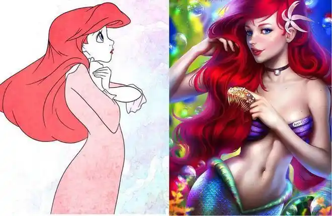 当迪士尼公主变唯美写实风后艾莎变黑化形象睡美人性感唯美