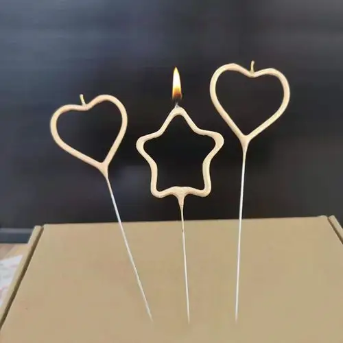 特价金色蜡烛数字_创意生日蛋糕爱心形五角星蜡烛金色长杆烘焙用品