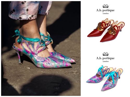 b.poe07tique高跟鞋艺术手工鞋履晓梦蝴蝶时装凉鞋真皮女鞋单鞋