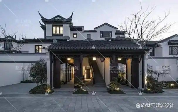 这一套福建自建房新中式设计效果图结合了传统中式建筑元素和现代设计