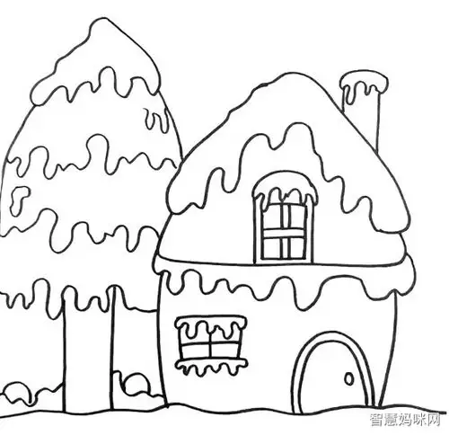 冬天雪景简笔画图片