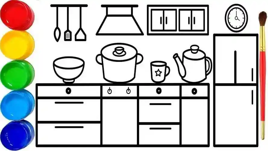 趣味简笔画:画宝宝的漂亮厨房