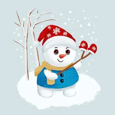 手绘卡通可爱雪人