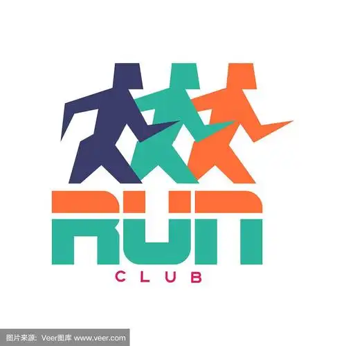 跑步俱乐部标志用抽象的彩色会徽