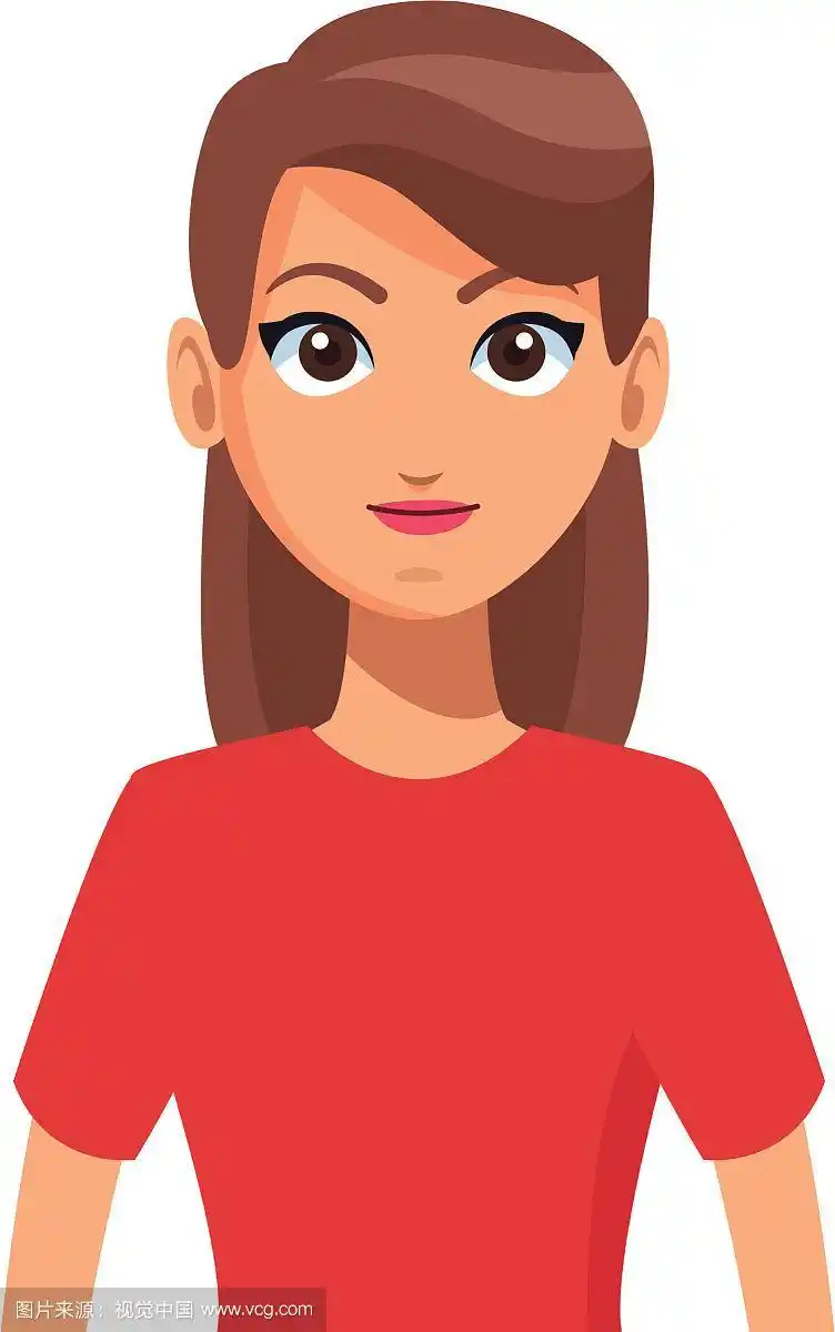 年轻女子上身卡通