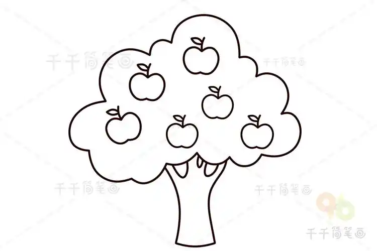 苹果树简笔画儿童画