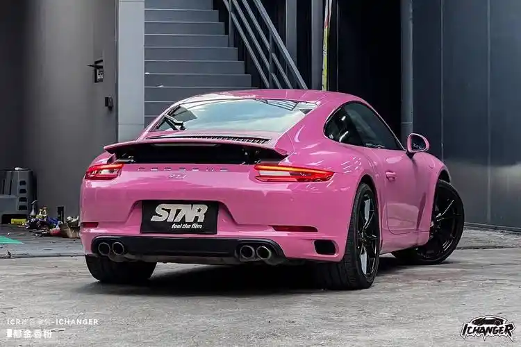 保时捷911-ichanger改色膜郁金香粉,充满唯美意境的粉色系_品质