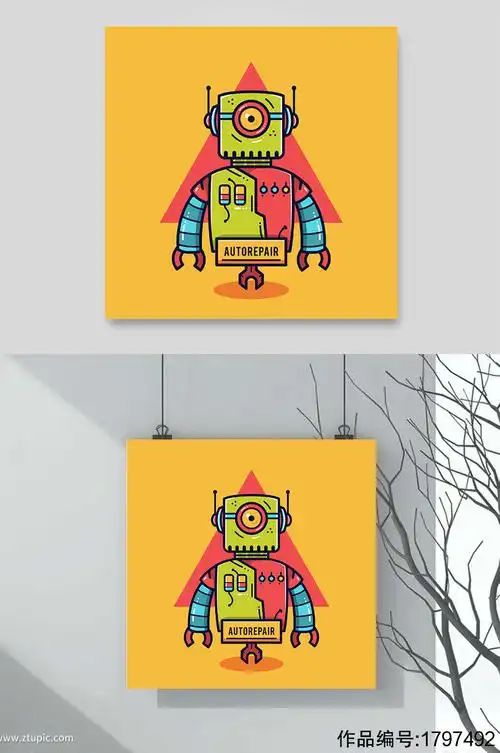 机器人机械零件独眼龙大眼仔天线语音-插画素材下载-众图网