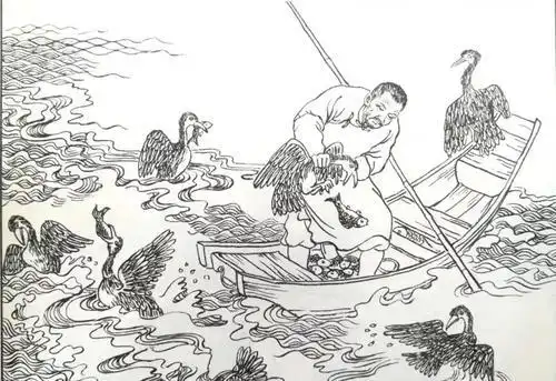 在小河里捉鱼简笔画