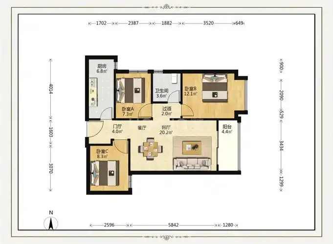 辛家庙地铁口万科金域东郡三期98平小三室