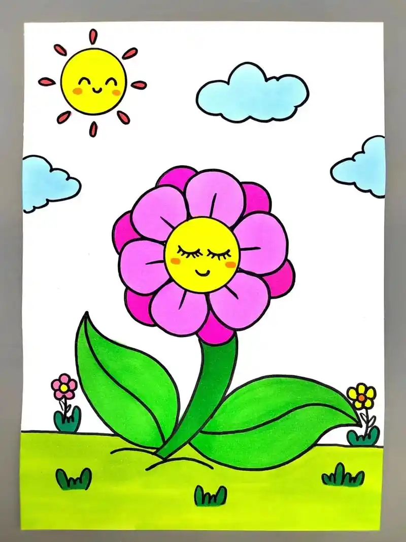 教你画一朵羞答答的太阳花,简单又好看,快来试试吧#太阳花简笔 - 抖音