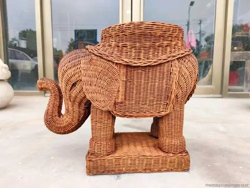纯手工藤条编制大象-植物编织工艺品-7788旧货商城