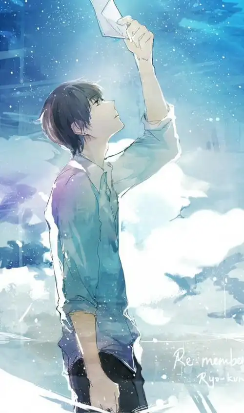 抬头仰望天空 明媚的男生插画 正能量慢慢的爱与温暖