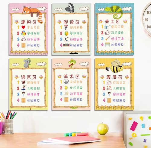 晶兰幼儿园托班音乐表演区域规则牌进区角标识守则活动装饰墙贴纸