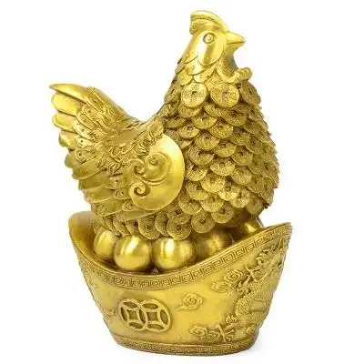 百纳源 金鸡摆件风水招财鸡 元宝福字鸡金鸡送财客厅装饰品摆设