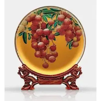 纪念盘小蛮腰水晶摆盘五羊工艺品广东醒狮岭南广州特色礼品2556mm夏荔