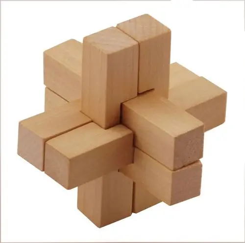 小额混批发木质孔明锁玩具 智力玩具 清水六通