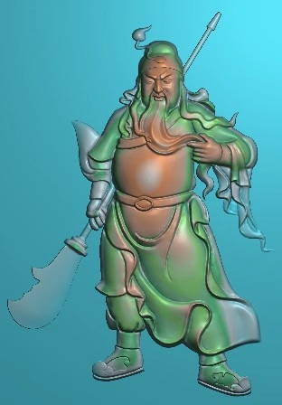 站相关公全身关公精雕图,站相关公全身关公雕刻图,关公挂件雕刻图