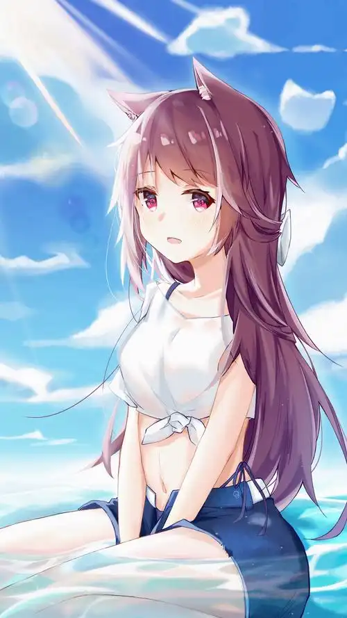 二次元动漫美女大胸嫩乳性感插画手机壁纸