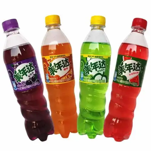 百事美年达西瓜葡萄味苹果味橙味七喜柠檬碳酸饮料600ml6瓶12瓶整箱