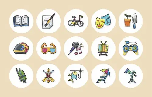 生活方式,图标集,双体船,降落伞运动,小提琴正版矢量图素材下载